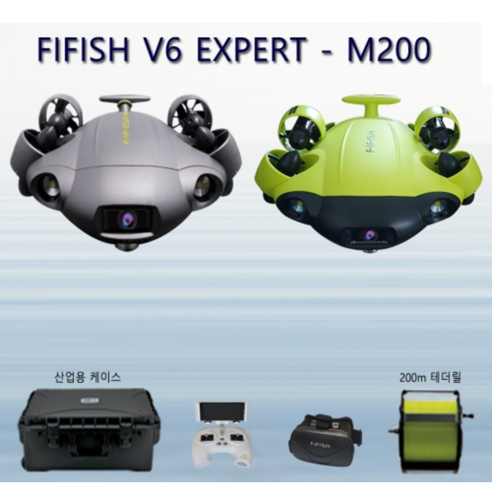 파이피쉬 V6 EXPERT M200 수중드론 카메라 촬영 잠수 레저 산업 테더200m
